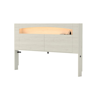 Headboard With Rgb Led Lights & Storage - Built-in Charging Ports, Magnetic Compartments, Seamless Bedroom Design by Ivy Bronx