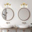 Applique murale pour meuble-lavabo 2 lumières, abat-jour en verre transparent, appliques dorées