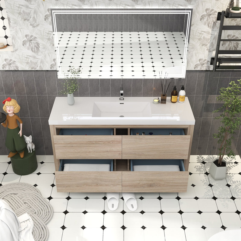 Bethalto 59.06'' Single Bathroom Vanity with Acrylic Top, White Oak