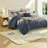 Premium Navy Cotton Bedding Sets, Hypoallergenic Comforter, Shabby Chic Style For Home