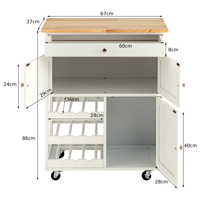 Alysianna Wood Kitchen Island, White