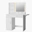 Bureau de coiffeuse avec tiroirs et miroir avec lumières (blanc)-1587187702