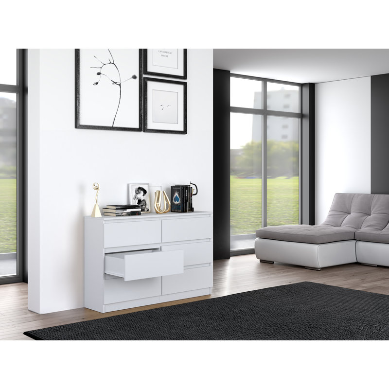Olhouser 120cm W 6 - Drawer Chest of Drawers, White