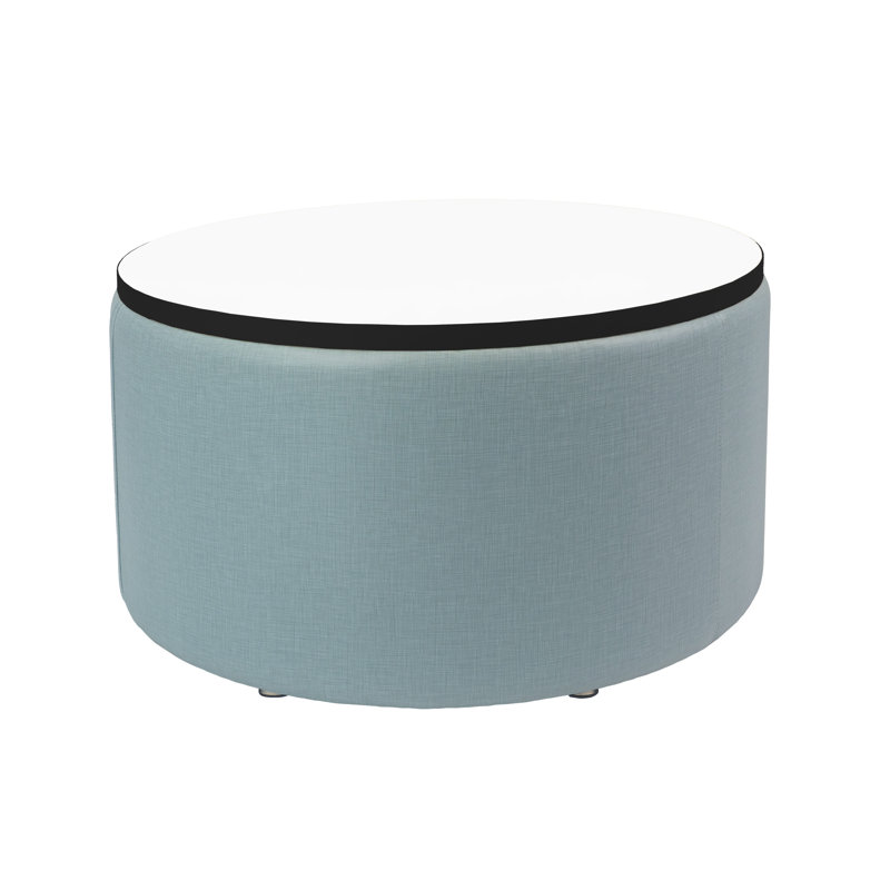 Pro Series Upholstered 30" Round Dry-Erase Ottoman Table 18" Height, Blue