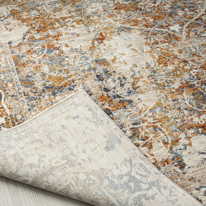 Dmoni Floral Area Rug in Rust, Rectangle 5'3" x 7'6"