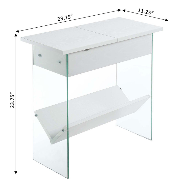 Allegonda 23.75'' Tall Sled End Table and Built-In Outlets, White