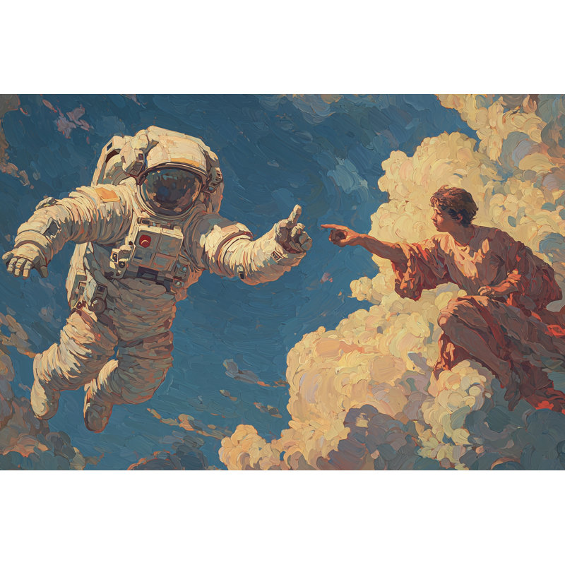 Papier peint abstrait astronaute flottant dans l'espace, 100 po x 96 po, Peler et coller