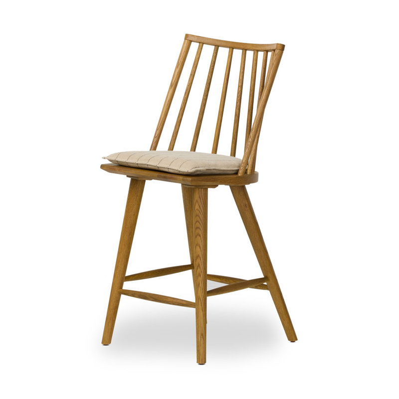 Lewis Windsor Stool With Cushion-Black Oak-Counter, Counter Stool (25.02” Seat Height), Sandy Oak