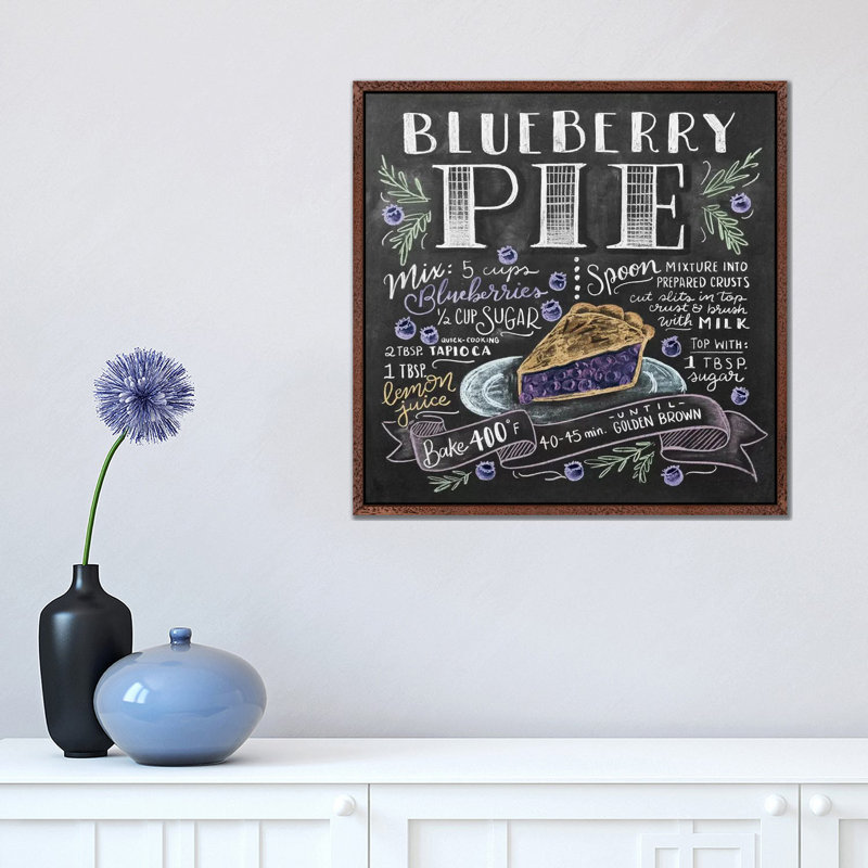 Blueberry Pie Recipe - Print on Canvas, 45.72cm H x 45.72cm W x 3.81cm D, Classic Brown Wood Floater Framed