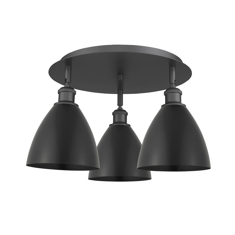 Plafonnier encastré 3 lumières 7,5 po Allare, Noir mat, Noir mat
