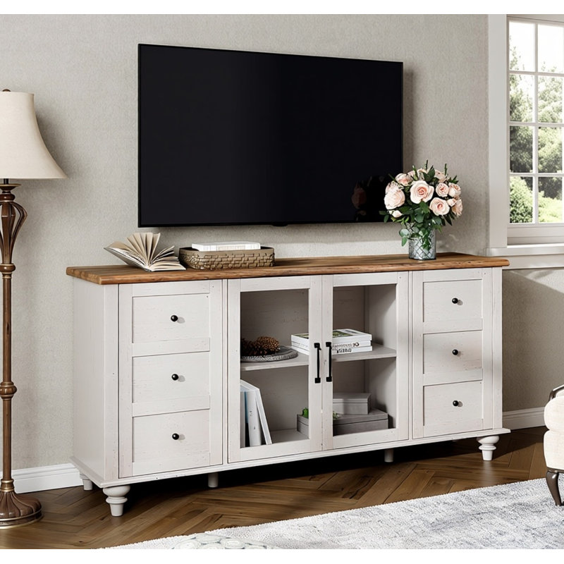 Meuble télé en bois manufacturé et l 57,9 po Scarlett, Blanc