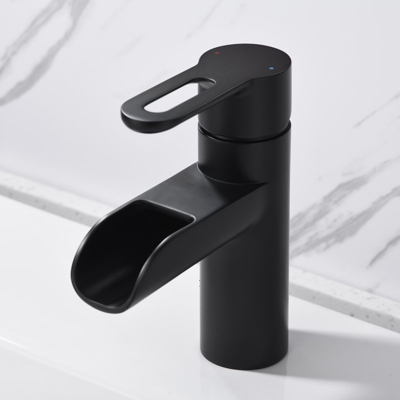 Single Hole Bathroom Faucet with Drain Assembly, Matte Black