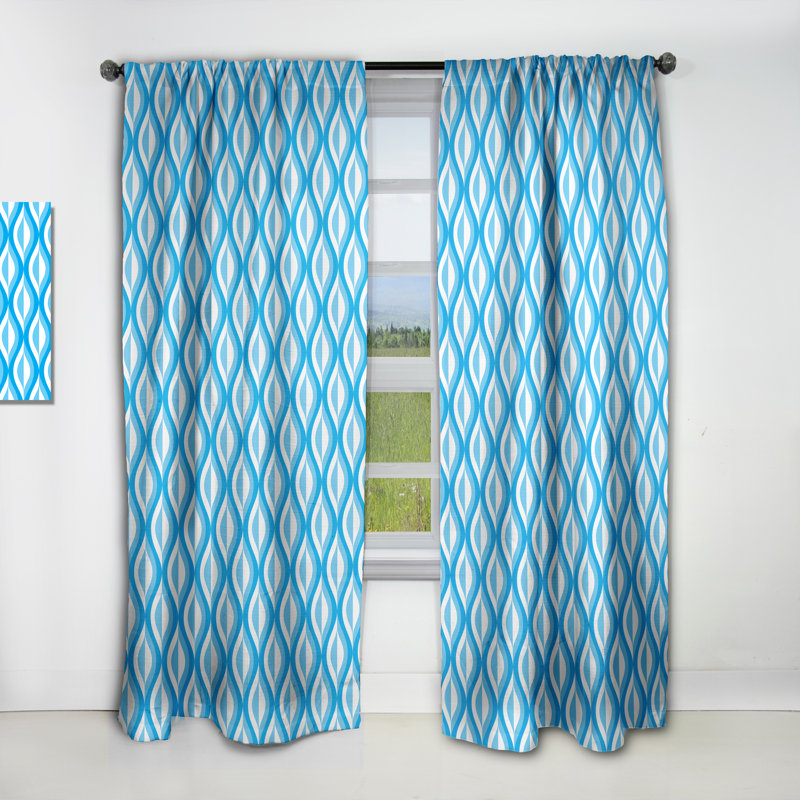 Rideau simple occultant avec motif rétro Mid-Century, L 52 po x L 63 po