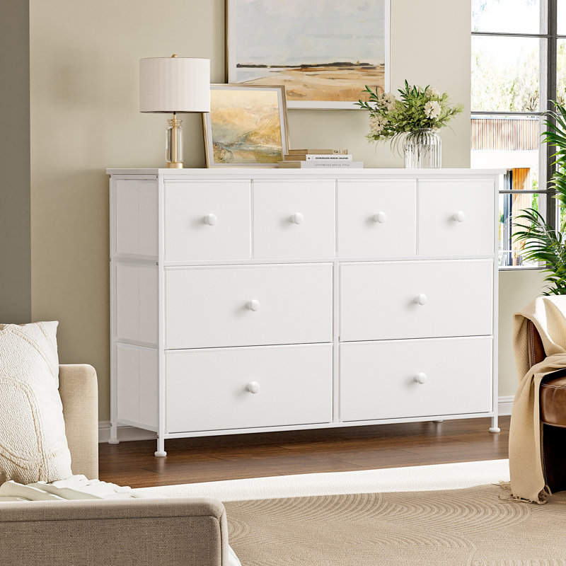 Ojaswi 8-Drawer Horizontal Storage Chest, White