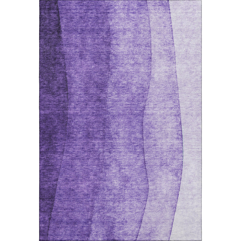 Premium Red and Purple Ombre Washable Synthetic Rug