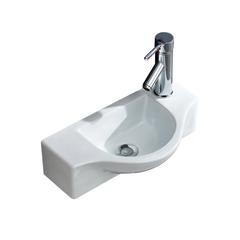 Modern Ceramic 18" Wall Mount Bathroom Sink