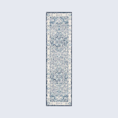 Tapis oriental bleu / blanc