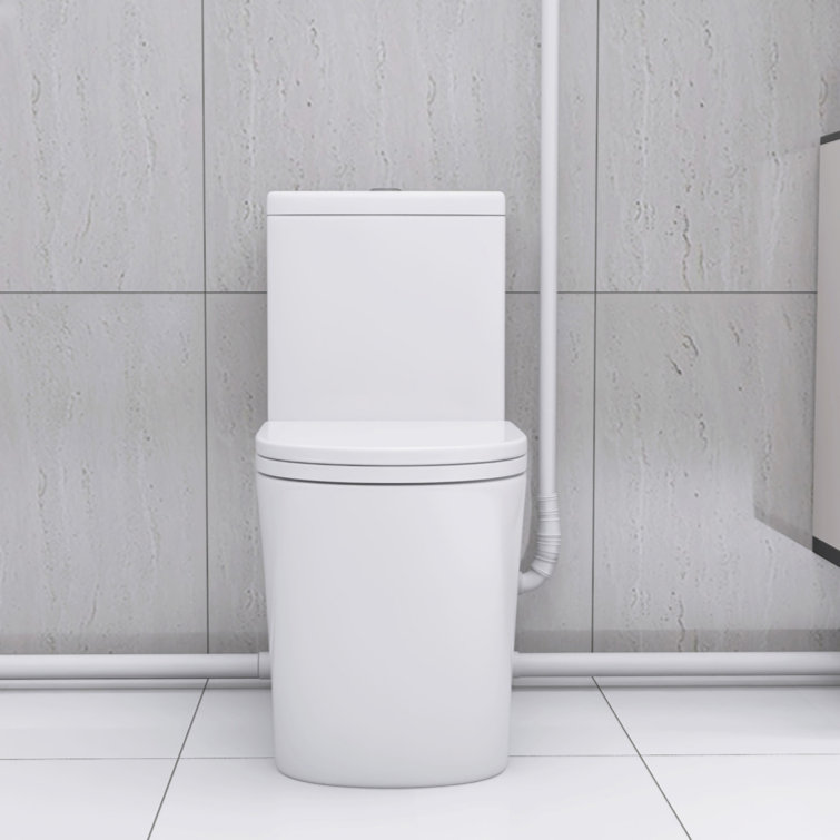 Upflush Toilet For Basement, 600W Macerating Toilet System With Powerful Dual Flush, Elongated 17.25 ADA Comfort, Soft-Close Seat, 3 Water Inlets Connect To Sink, Shower, White