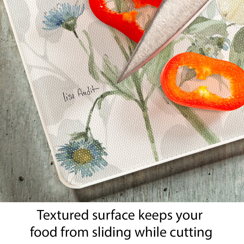 Spring Meadow Floral Tempered Glass Cutting Board 15" x 12"