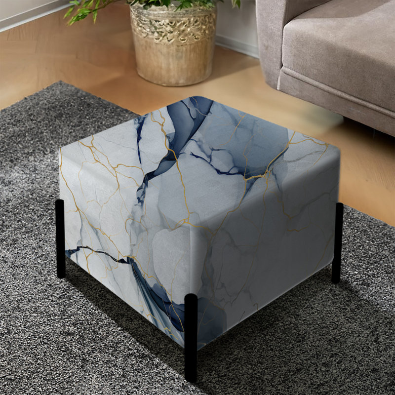 Blanc et gris Marble Harmony Motif - Repose-pieds carré en marbre