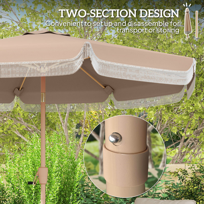 9 ft Patio Umbrella with Tilt, Crank, Outdoor Umbrella, Khaki