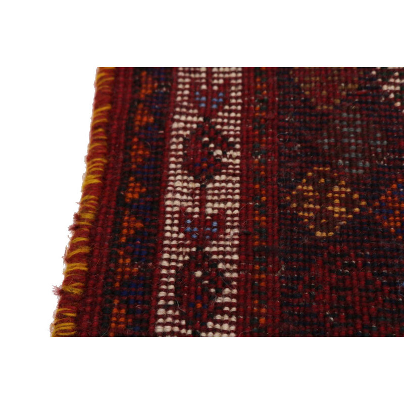 Tapis unique en laine noué à la main style Shiraz des années 2010 de 3 pi 6 po x 4 pi 11 po rouge