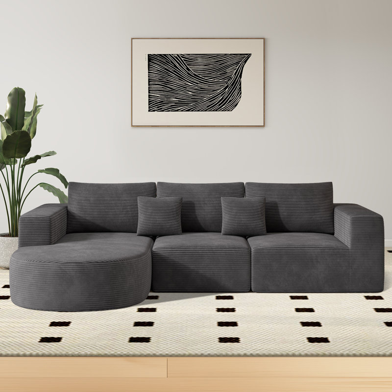 3 Seater Corner Sofa , Left Hand Facing, Dark Grey