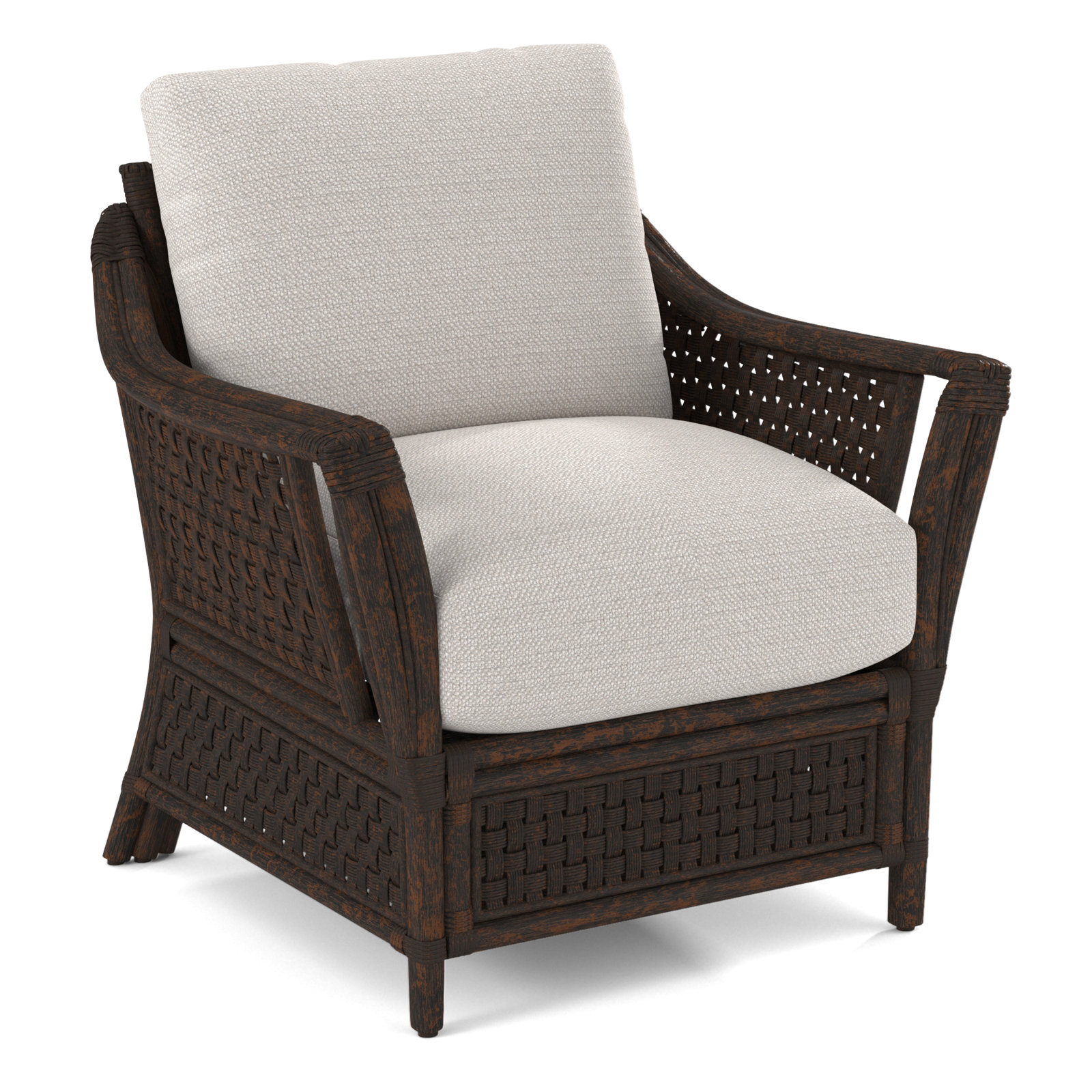 Boca Upholstered Armchair, White Textured Performance; 0865-91, Coffee