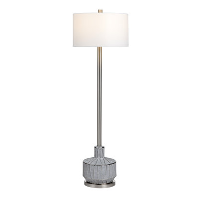 Lampe sur pied 61 "en céramique avec abat-jour blanc