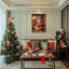 Père Noël lisant sur toile, art mural-1276879592