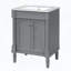 Meuble-lavabo avec lavabo en céramique, deux portes à fermeture amortie et grandes étagères de rangement, gris-2024271252-2024271259