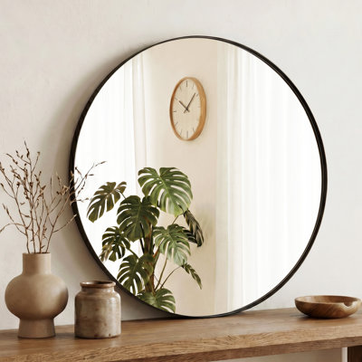 Aluminum Frame Round Wall Mirror, Modern Circle Mirror for Bathroom Vanity, Entryway, Living Room