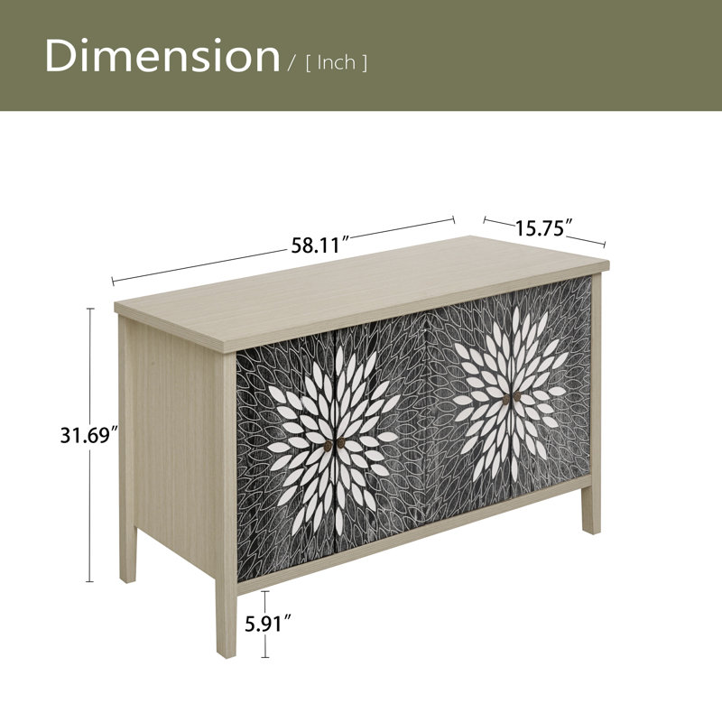 Sideboard Buffet Cabinet, Storage Cabinet With Storage,Modern Storage Cabinet With 4 Doors & Adjustable Shelves For Living Room