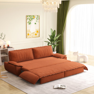 31 Orange Corduroy Convertible Bed, 73.2" Wide, For 's Use Long, Modern Design Home