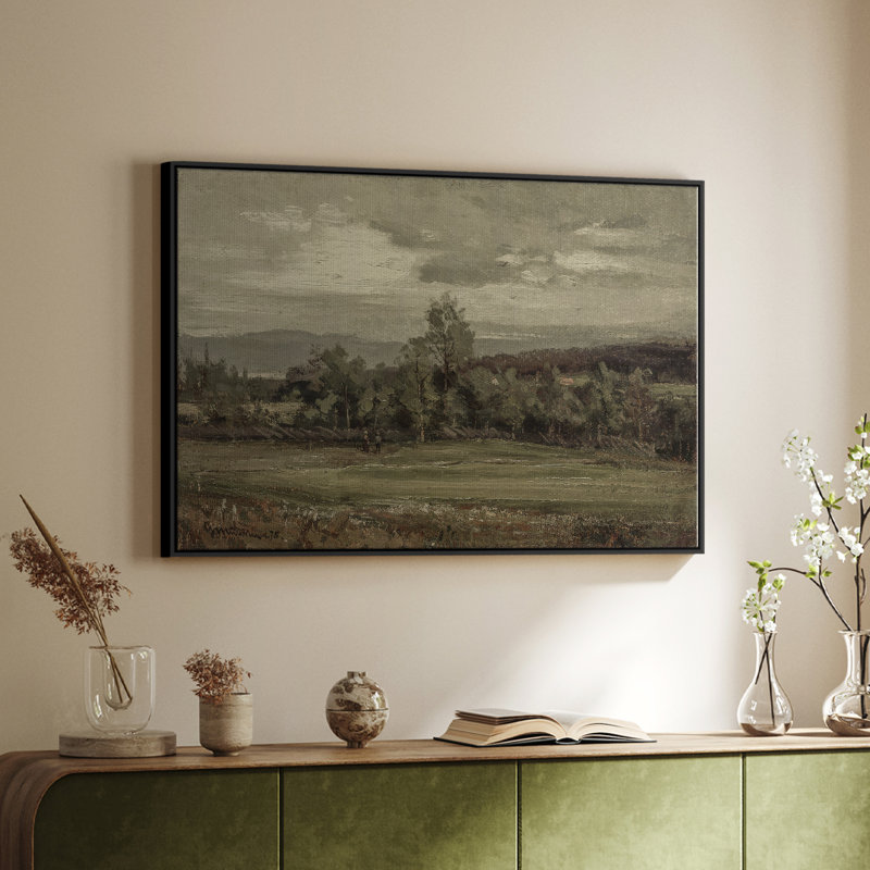 " Vintage Landscape - DCXCVI ", 27" H x 41" W x 2'' D, Black Framed Canvas