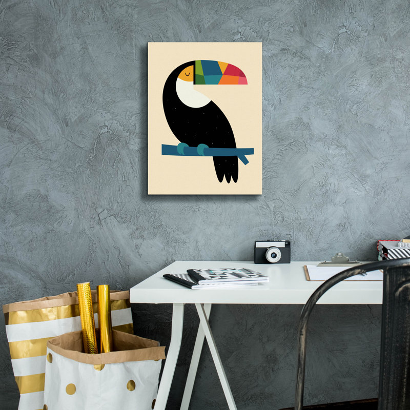 «Rainbow Toucan» par Andy Westface, H 16 po x l 12 po x P 0,75 po