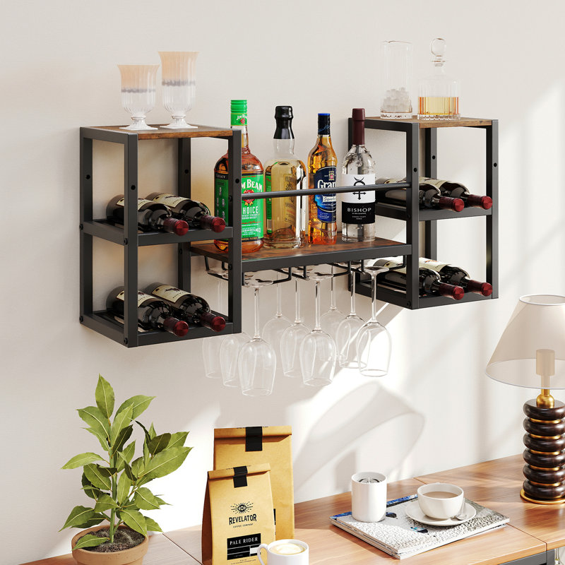 Wall Mounted Wine Bottle & Glass Rack