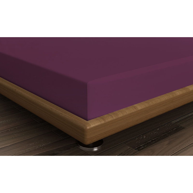 Soft Purple Double Fitted Sheet, 55 x 75 + 11.8 Deep Pocket | 100% Cotton, 155 Thread Count | Machine Washable at 86°F | Comfortable and Durable Bedding for a Cozy Sleep Experience