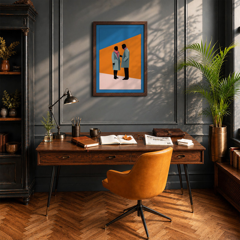 Business Conversation Modern - Framed Print, A1 - 84.1 x 59.4 cm, Walnut