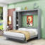  Grand lit escamotable en bois avec garde-robe et lumières DEL Geizi-595663203