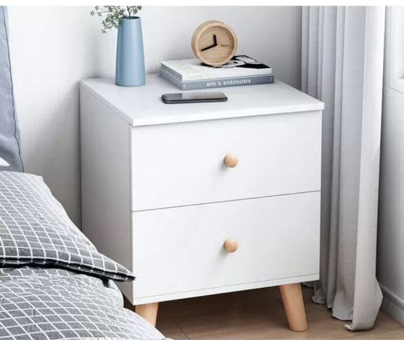 46cm W Manufactured Wood Bedside Table, White