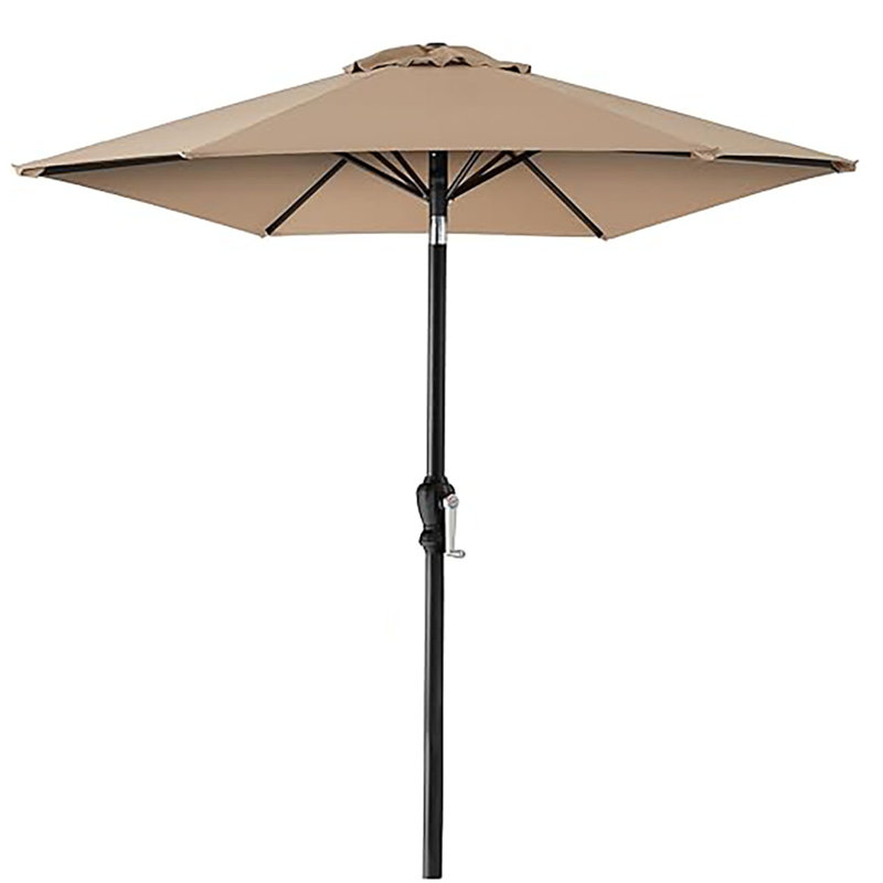 Parasol de patio de 10 pi, parasol de table de marché extérieur avec manivelle et bouton-poussoir inclinable, auvent en acier et polyester