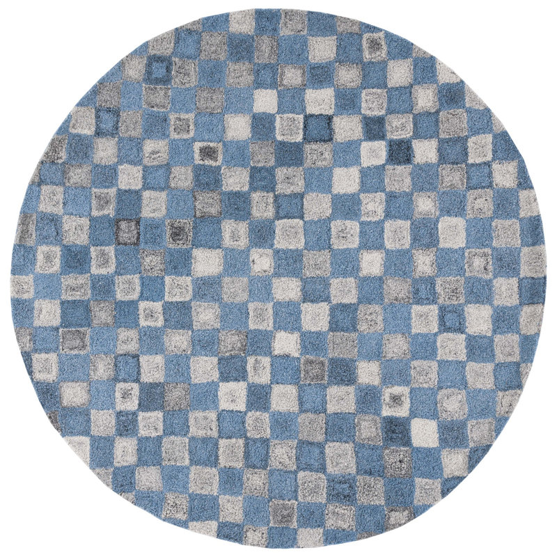 Ffraid Hand Tufted Performance Geometric Rug, Round 7'