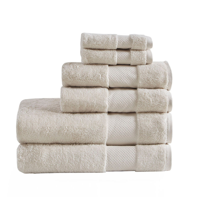 Ensemble de serviettes de bain en coton 6 pièces, Naturel