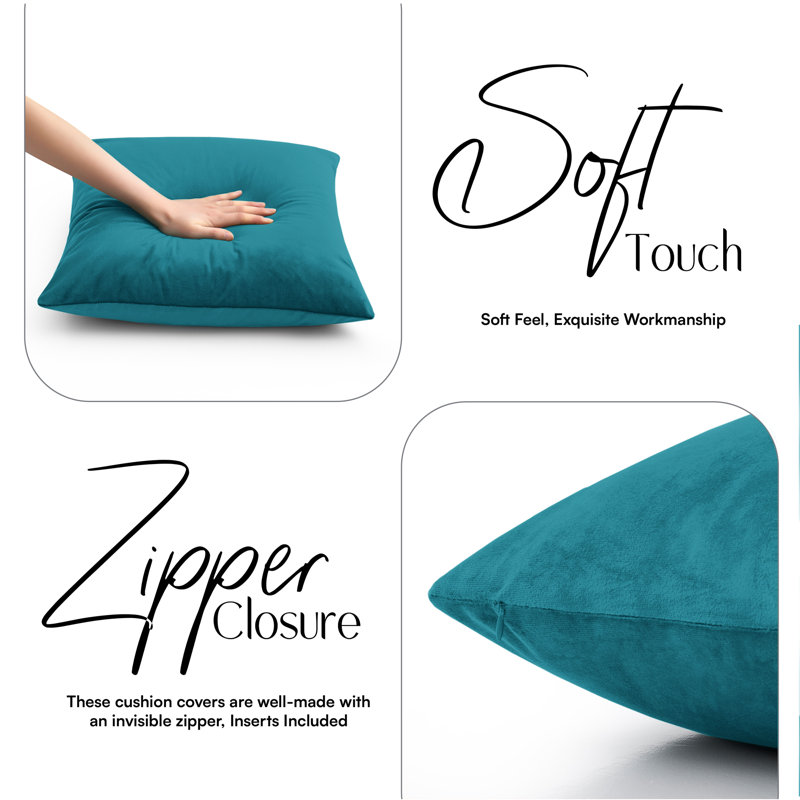 Plain Velvet Cushion Cover-(Pack of 4), Teal
