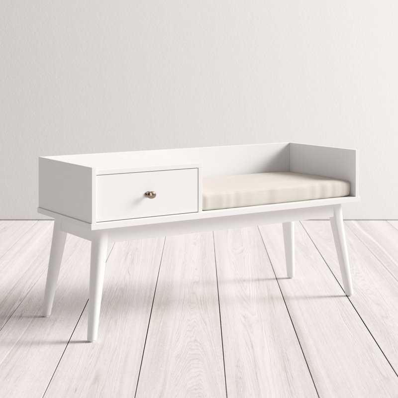 Banc de rangement en bois Hartnett, Blanc