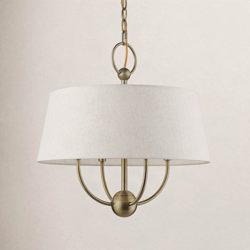 Luminaire suspendu tambour à 4 lumières Desra, Laiton antique