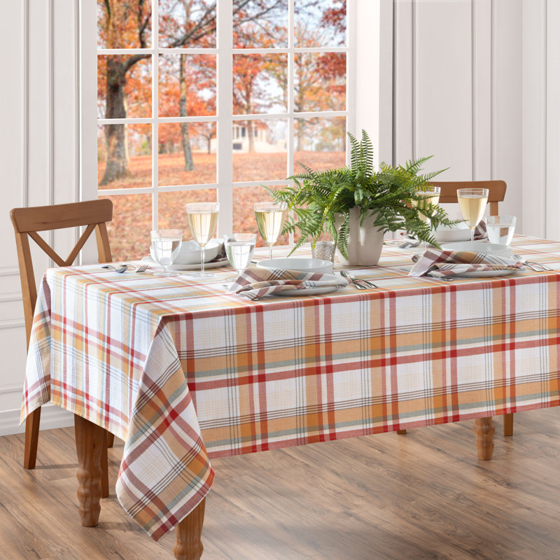 Torrey Plaid Harvest Cotton Rectangle Tablecloth, 60" W x 84" L