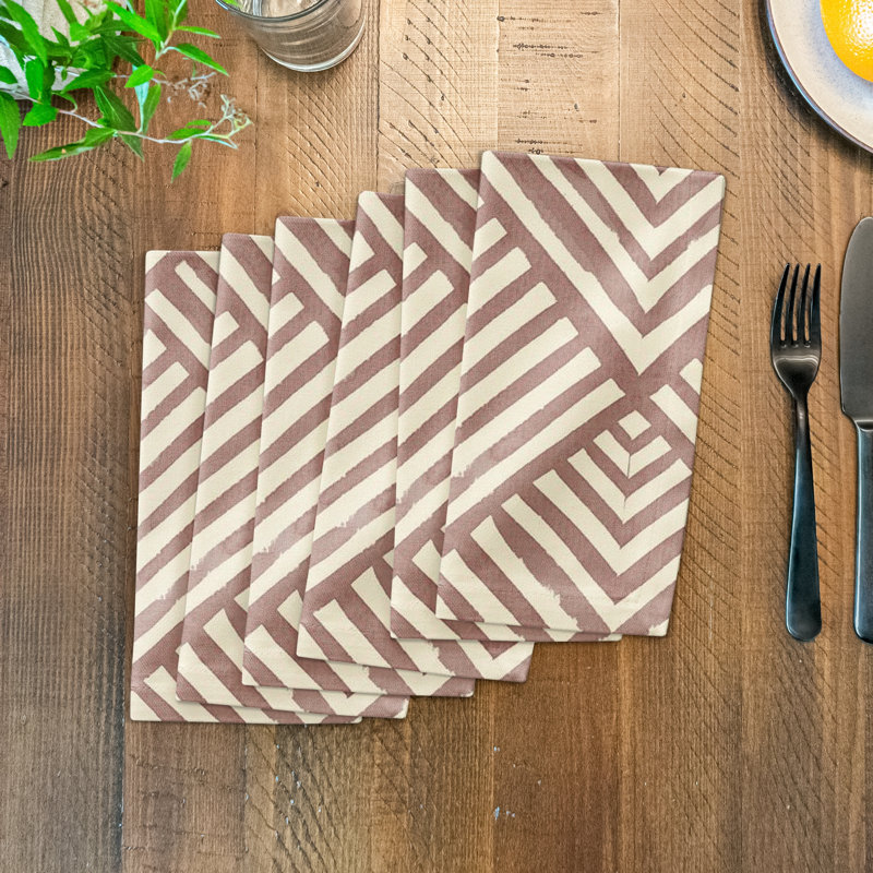 Cotton Twill Geometric Rectangle Napkin, Beige