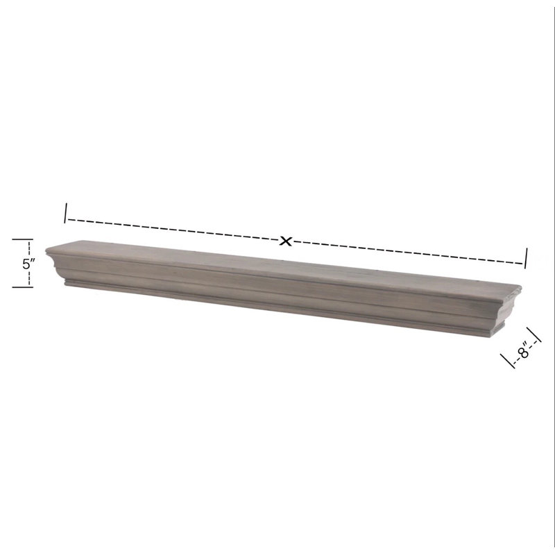 48" Ash Gray Stained Wood Floating Mantel Shelf